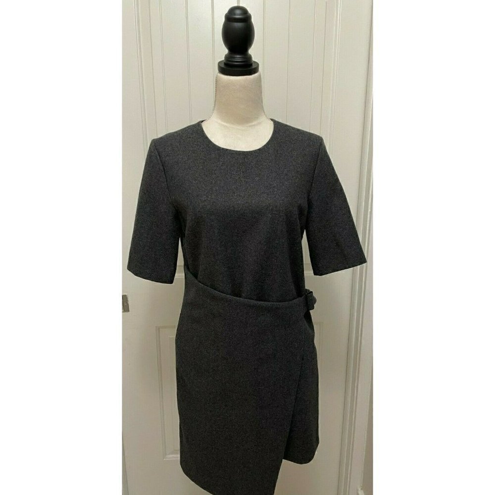 Nwt Kate Spade Saturday Gray Wool Buckle Over Dress Size 6